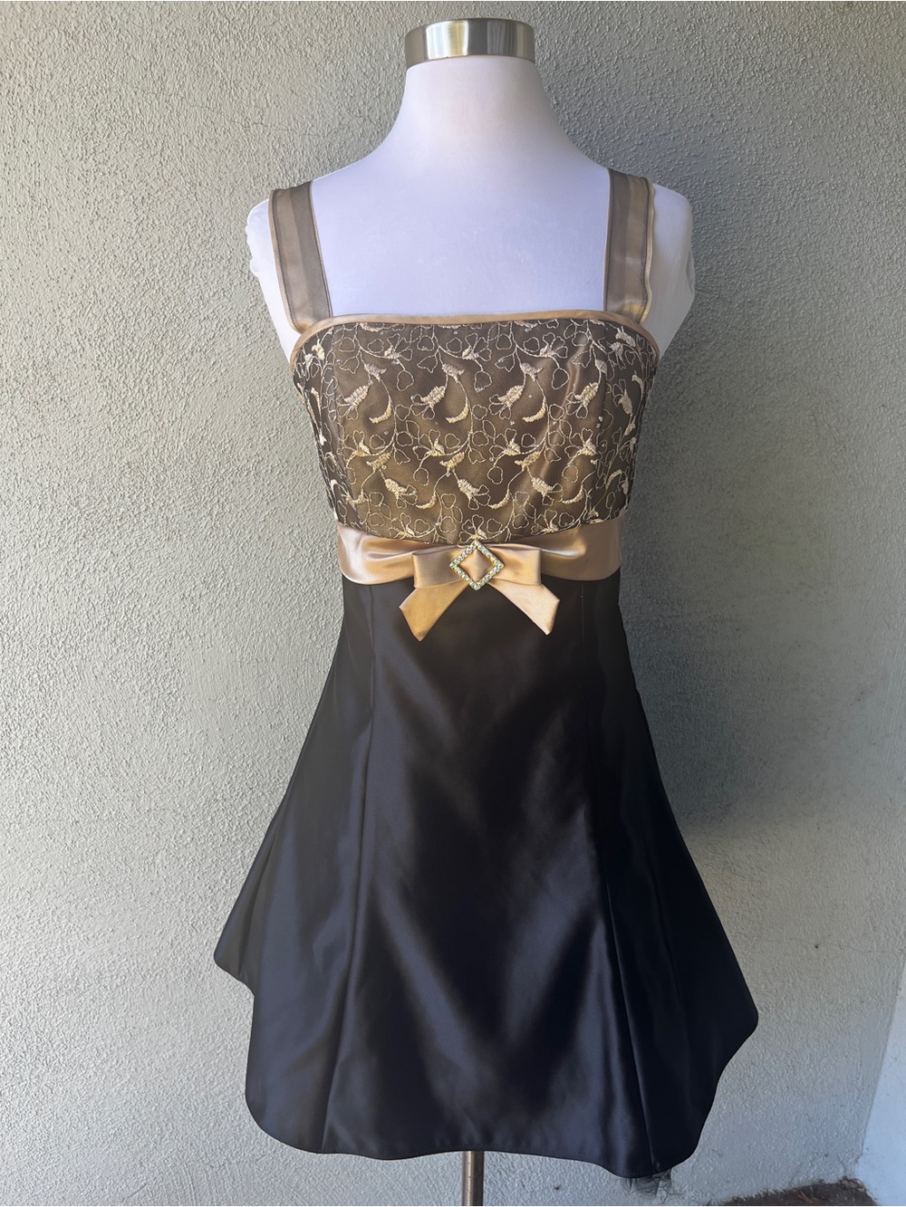 Vintage Jessica McClintock Gunne Sax Party Dress Black Gold Size 5